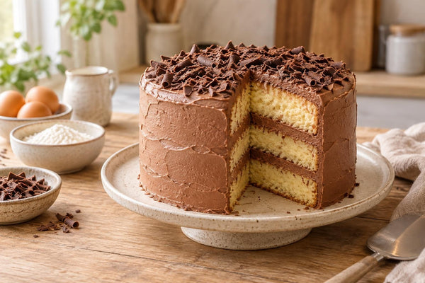RECEPT VOOR VANILLE LAYER CAKE MET CHOCOLADEGANACHE