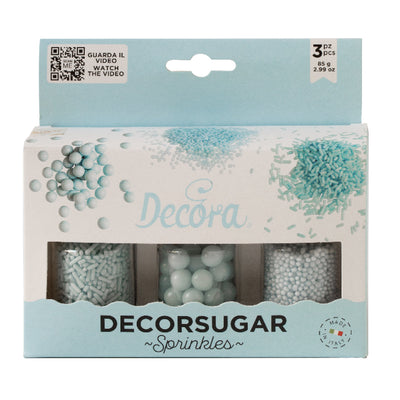Décorations Pearly bleu clair 85 g Decora