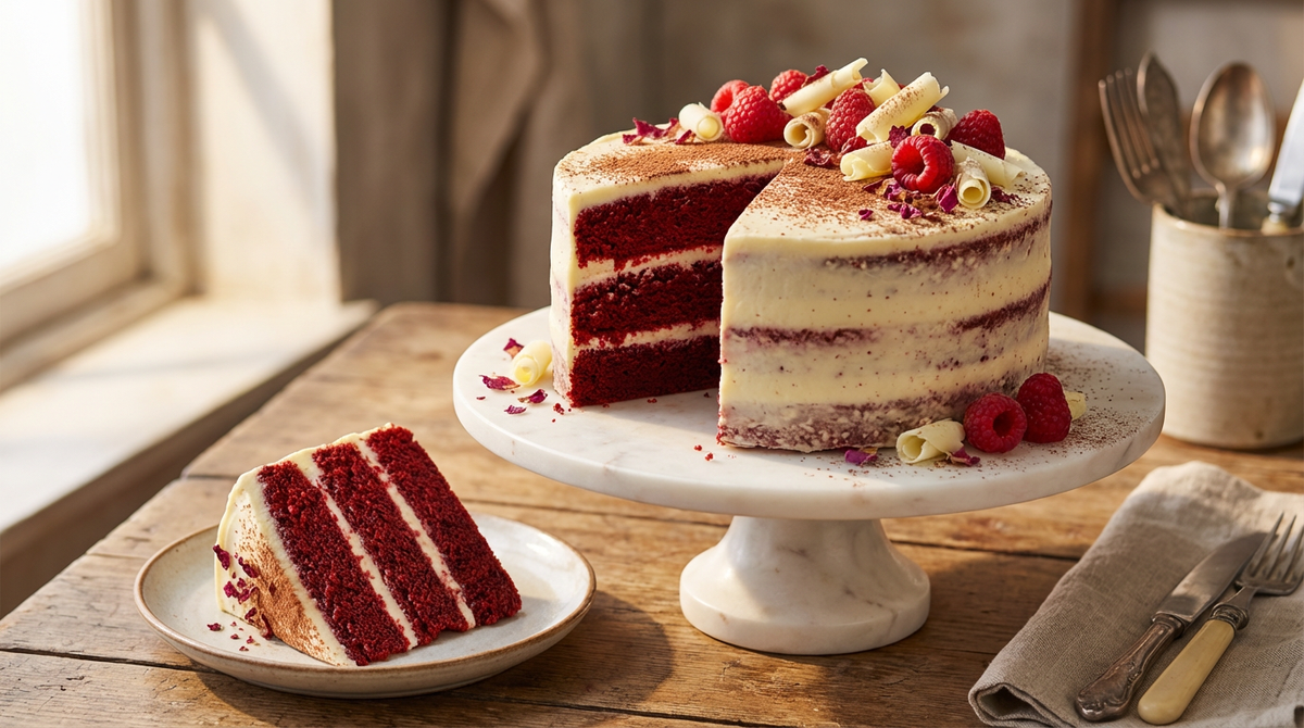 red velvet cake sur une table