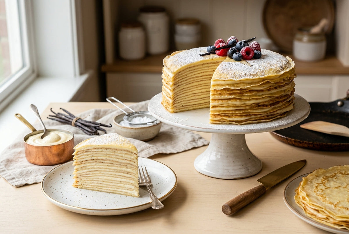 gâteau mille crêpes vanille crème diplomate recette