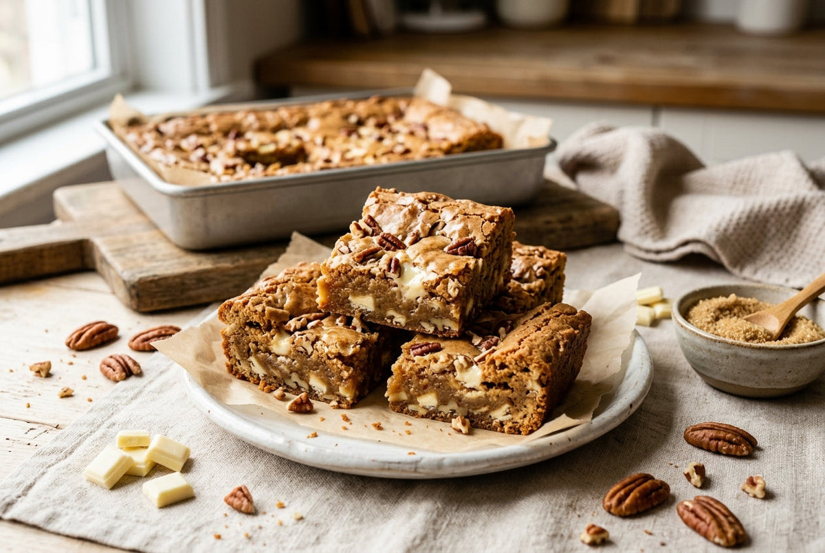 blondies chocolat blanc noix de pecan moelleux recette