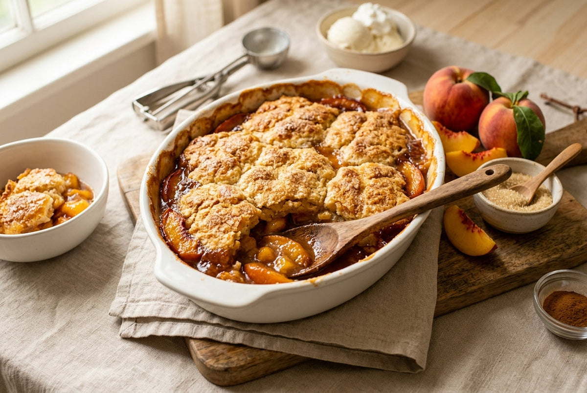 cobbler aux peches dessert americain pate doree recette