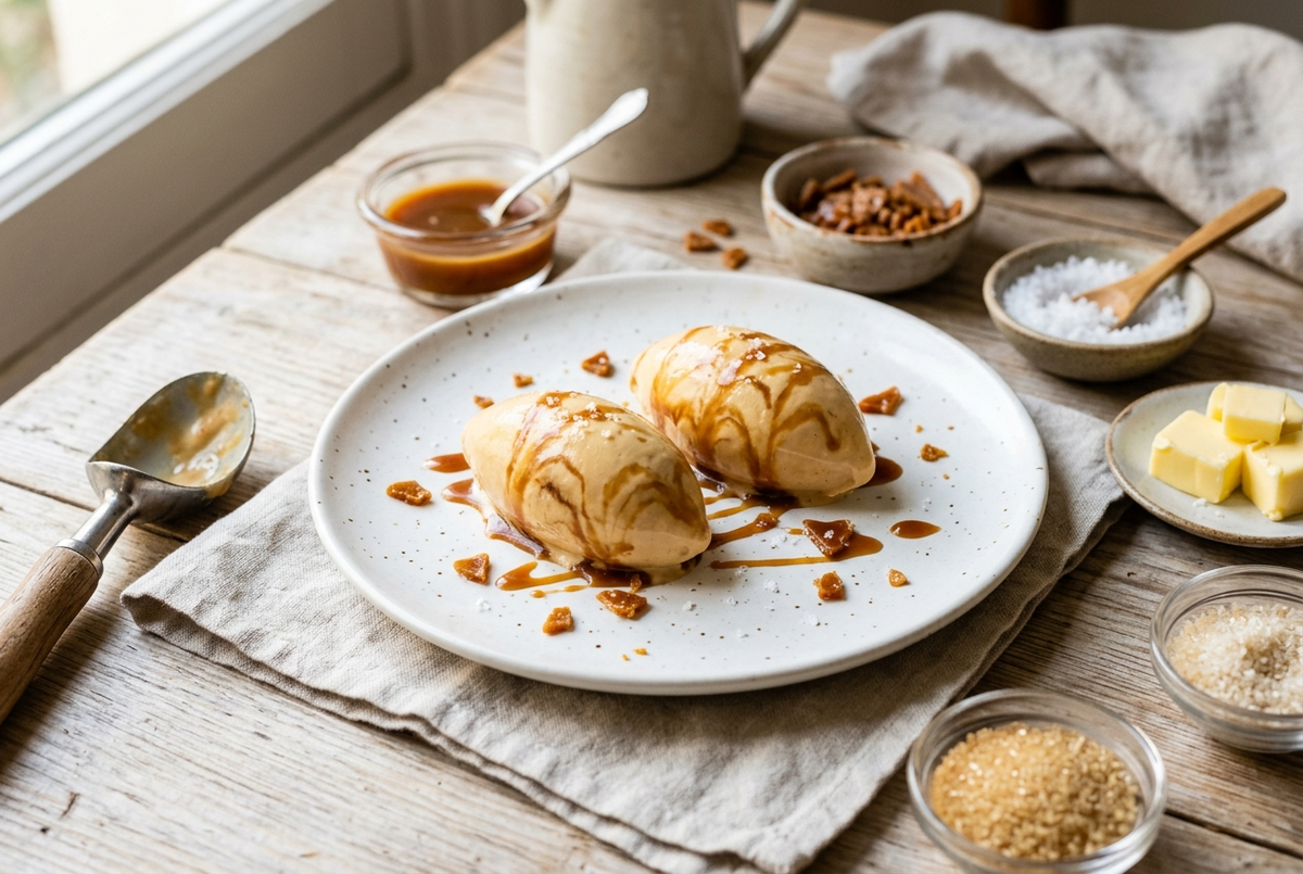 Glace caramel beurre salé maison onctueuse à la fleur de sel