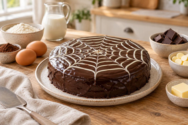 RECETA DE PASTEL DE HALLOWEEN CON TELARAÑA