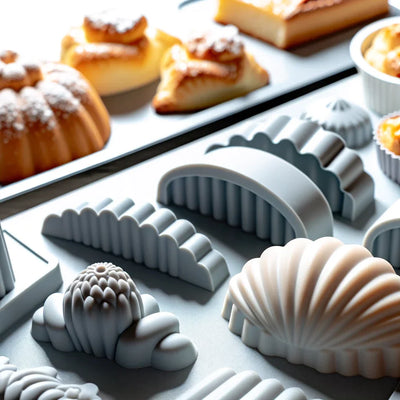 Moules à entremets en silicone de formes variées, parfaits pour créer des desserts aux formes raffinées et aux finitions professionnelles.