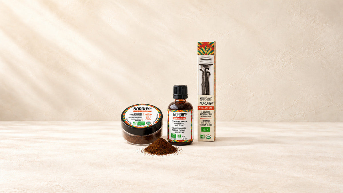 NOROHY — produits de la collection sur fond crème Patissland