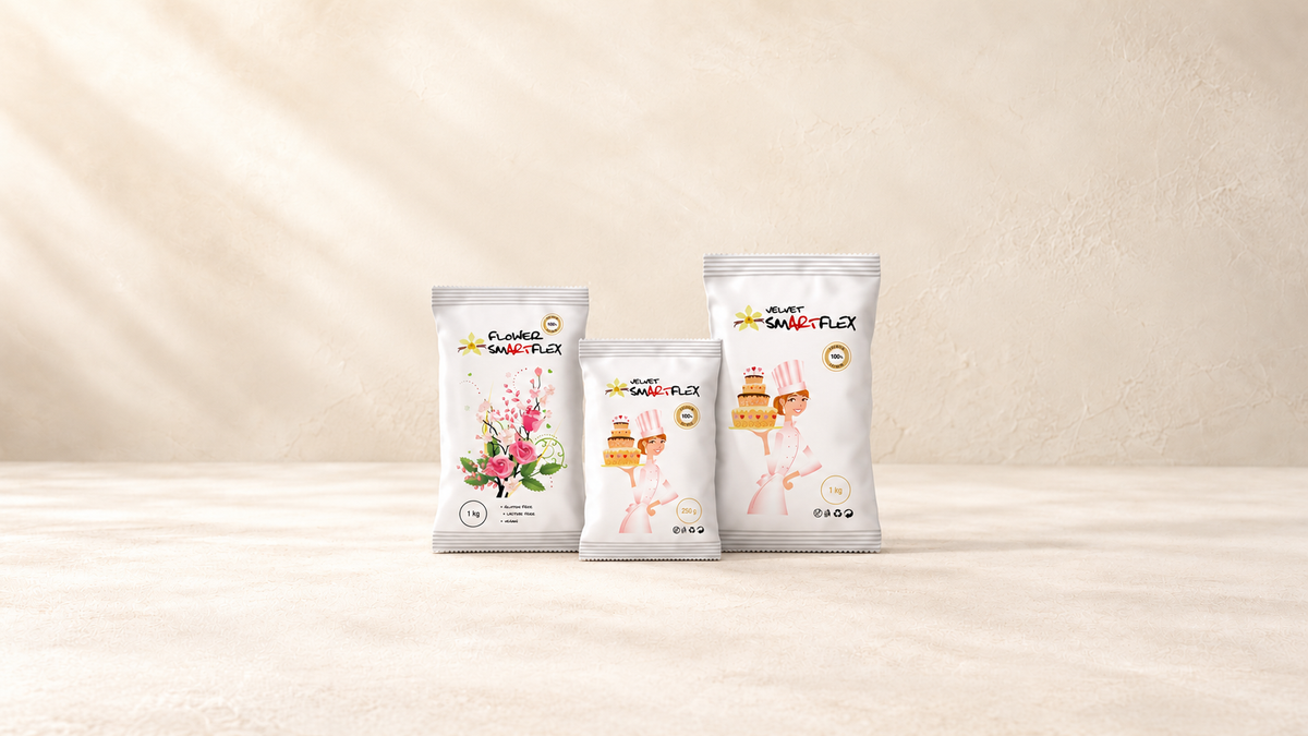 SmartFlex — produits de la collection sur fond crème Patissland