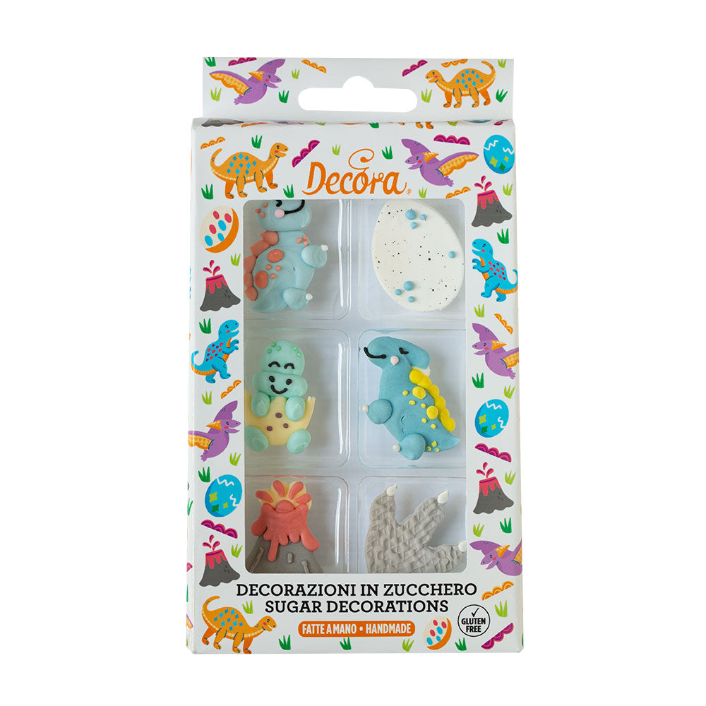 Décorations en sucre dinosaures Decora pour gâteaux et cupcakes (lot de 6)