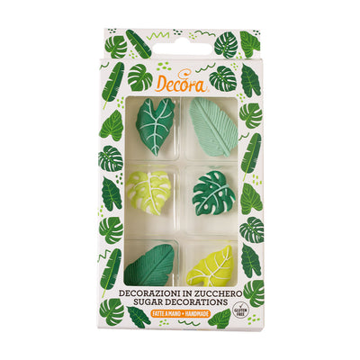 Feuilles tropicales en sucre Decora – 6 pièces assorties