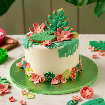 feuilles tropicales sucre, décoration gâteau tropical, décors pâtisserie Decora, feuilles comestibles cake design, décoration jungle comestible
