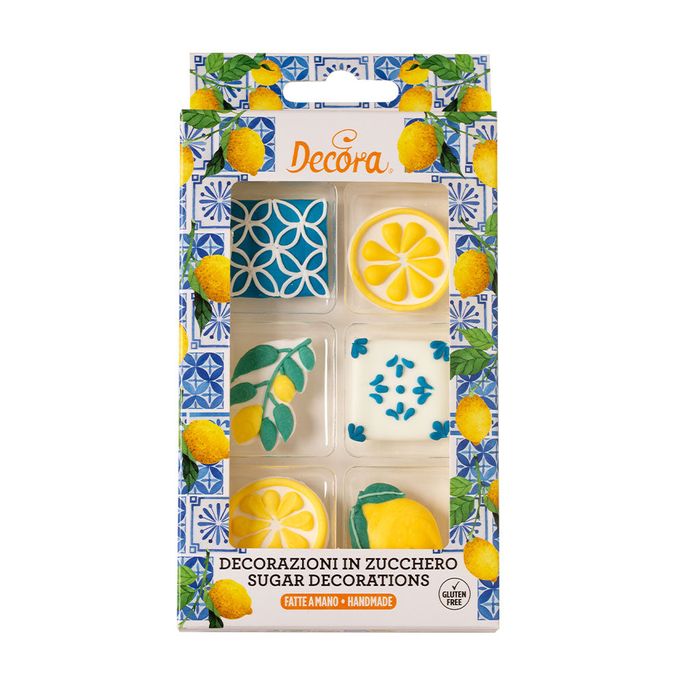 Décorations en sucre Amalfi Decora – 6 motifs citron et azulejos