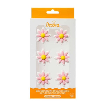 6 Marguerites Rose en Sucre