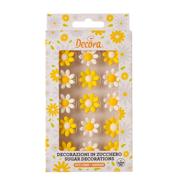 15 Marguerites Jaune et Blanc en Sucre
