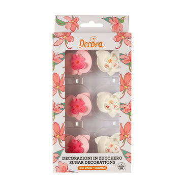 6 Orchidées Blanc et Rose en Sucre