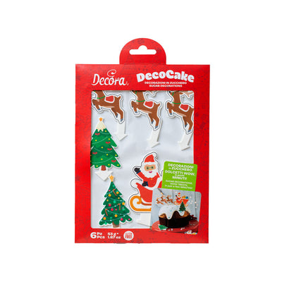 Set toppers Père Noël avec traîneau Decora