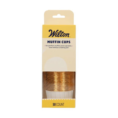 Caissettes Muffin Blanches Wilton avec bord doré – Lot de 50