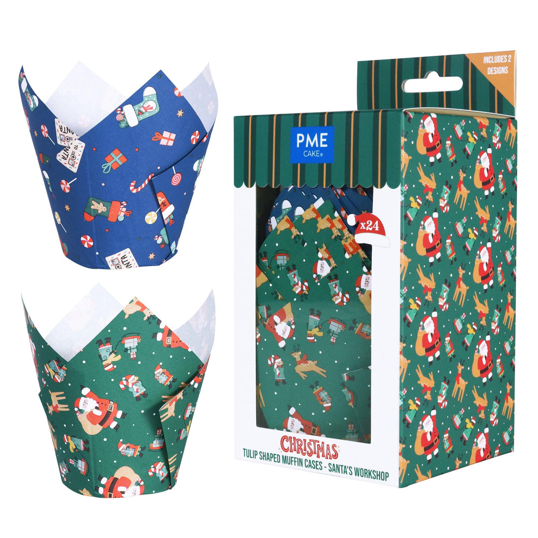 24 Caissettes à Muffins Tulipe - Santa's Workshop