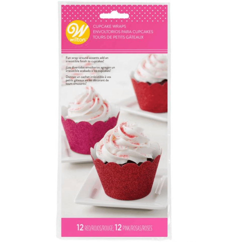 24 Wraps à Cupcakes Rouge Pailletée