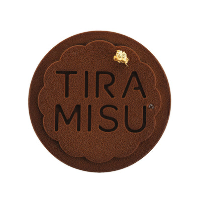 Disque décor “TIRAMISU” velours posé sur entremets