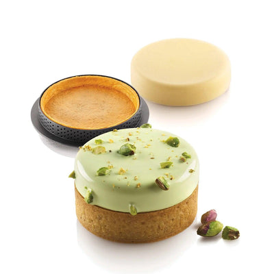 Kit Tarte Ring Klassik Ø70 mm avec moule silicone et cercle perforé noir