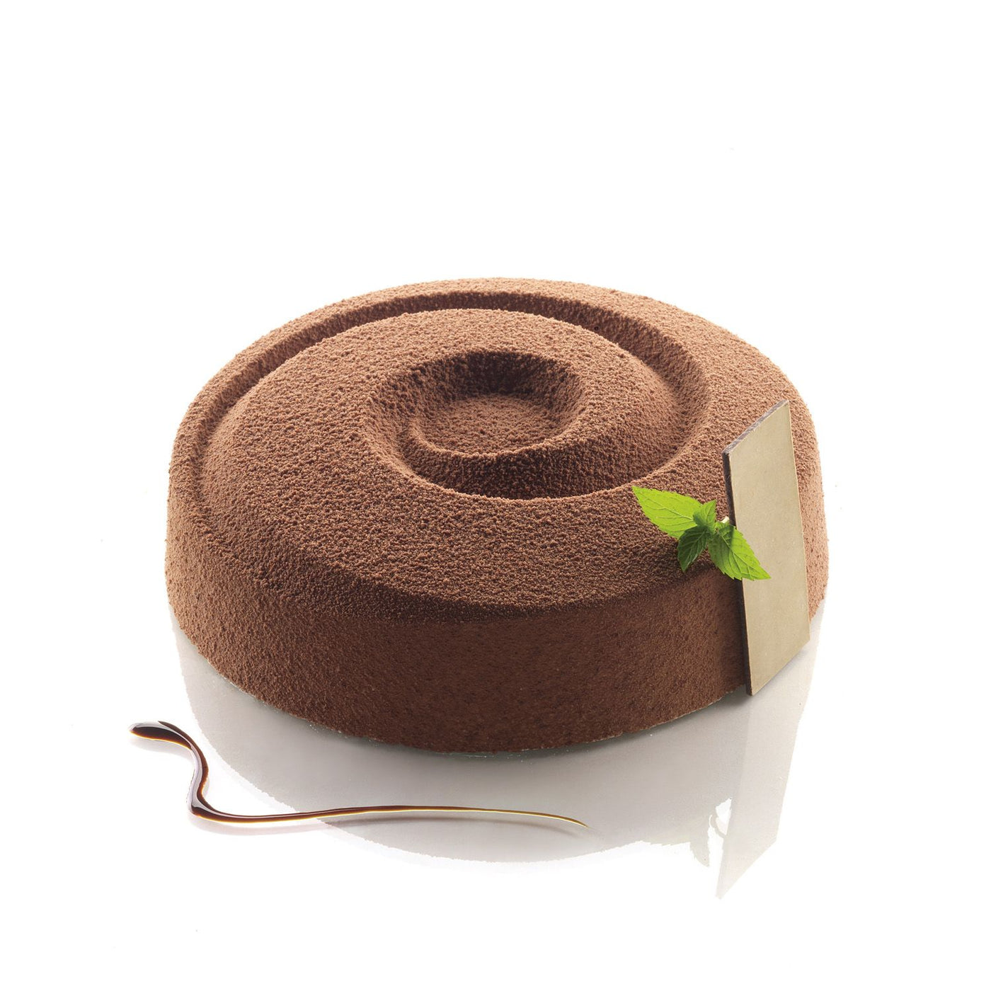 Entremets fini en spirale réalisé avec le moule VORTEX – présentation boutique