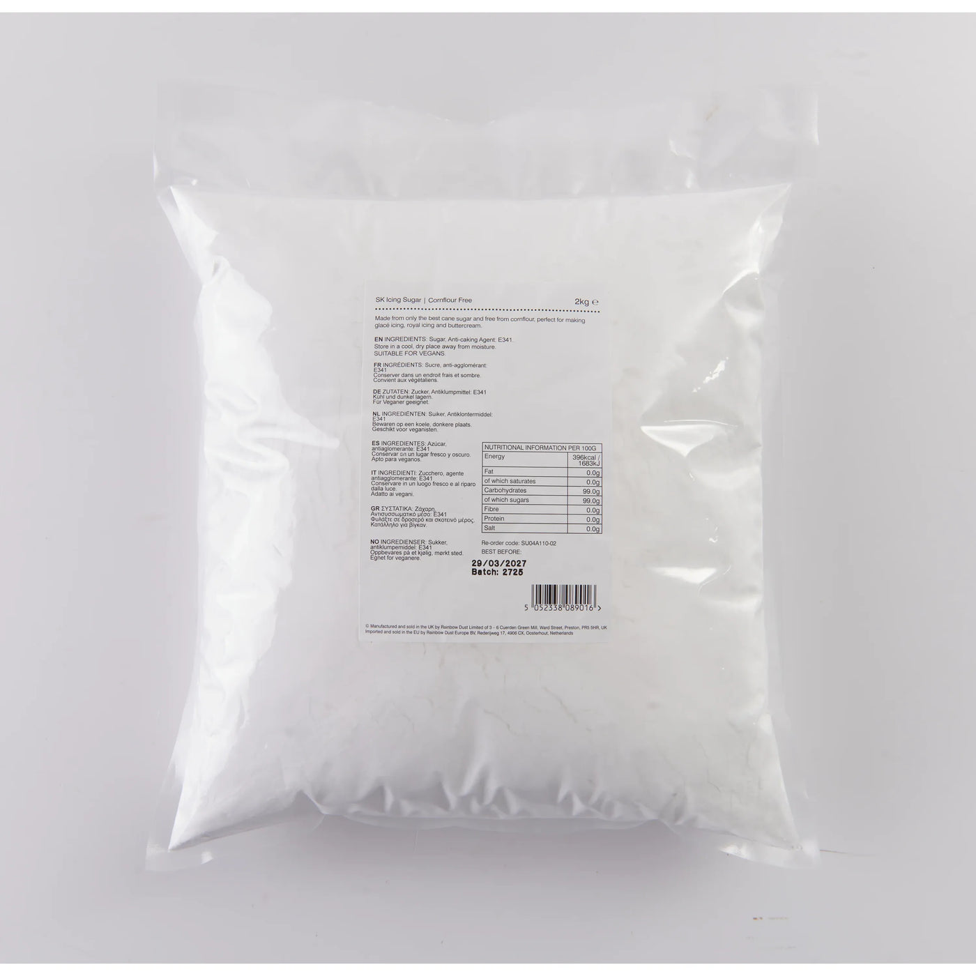 Açúcar em Pó Sem Amido 2 kg