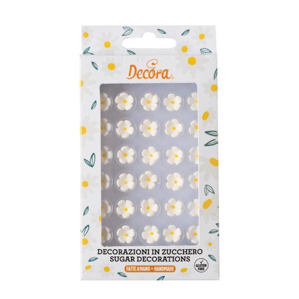 30 Petites Fleurs Blanches en Sucre - DECORA