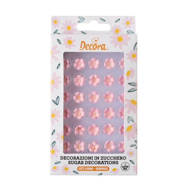 30 Petites Fleurs Roses en Sucre - DECORA