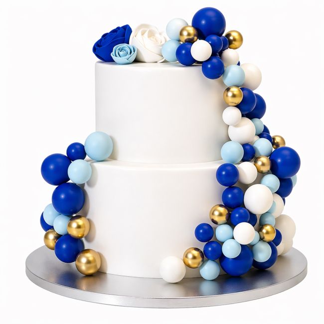 Set Boules Décoratives sur Tiges - Bleu Ombré & Or - 32 pièces