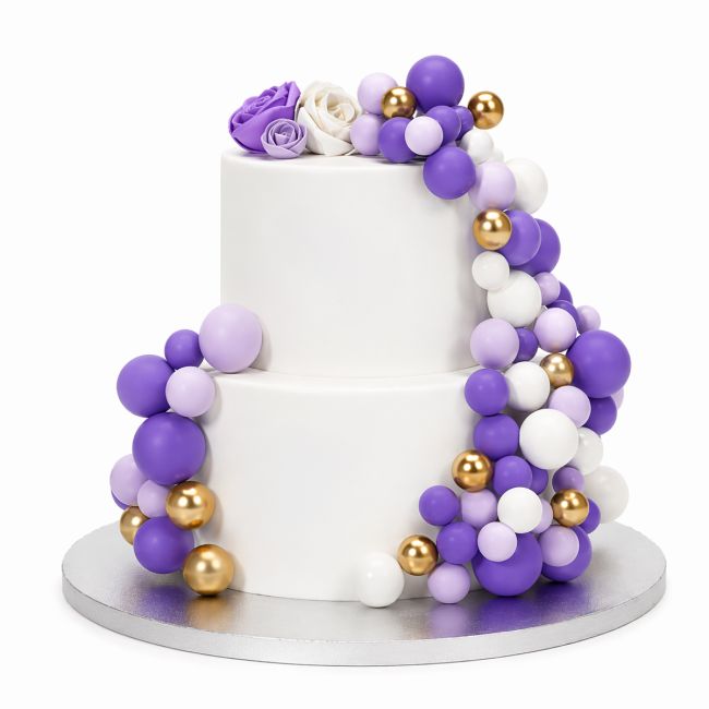 Set Boules Décoratives sur Tiges - Violet Ombré & Or - 32 pièces