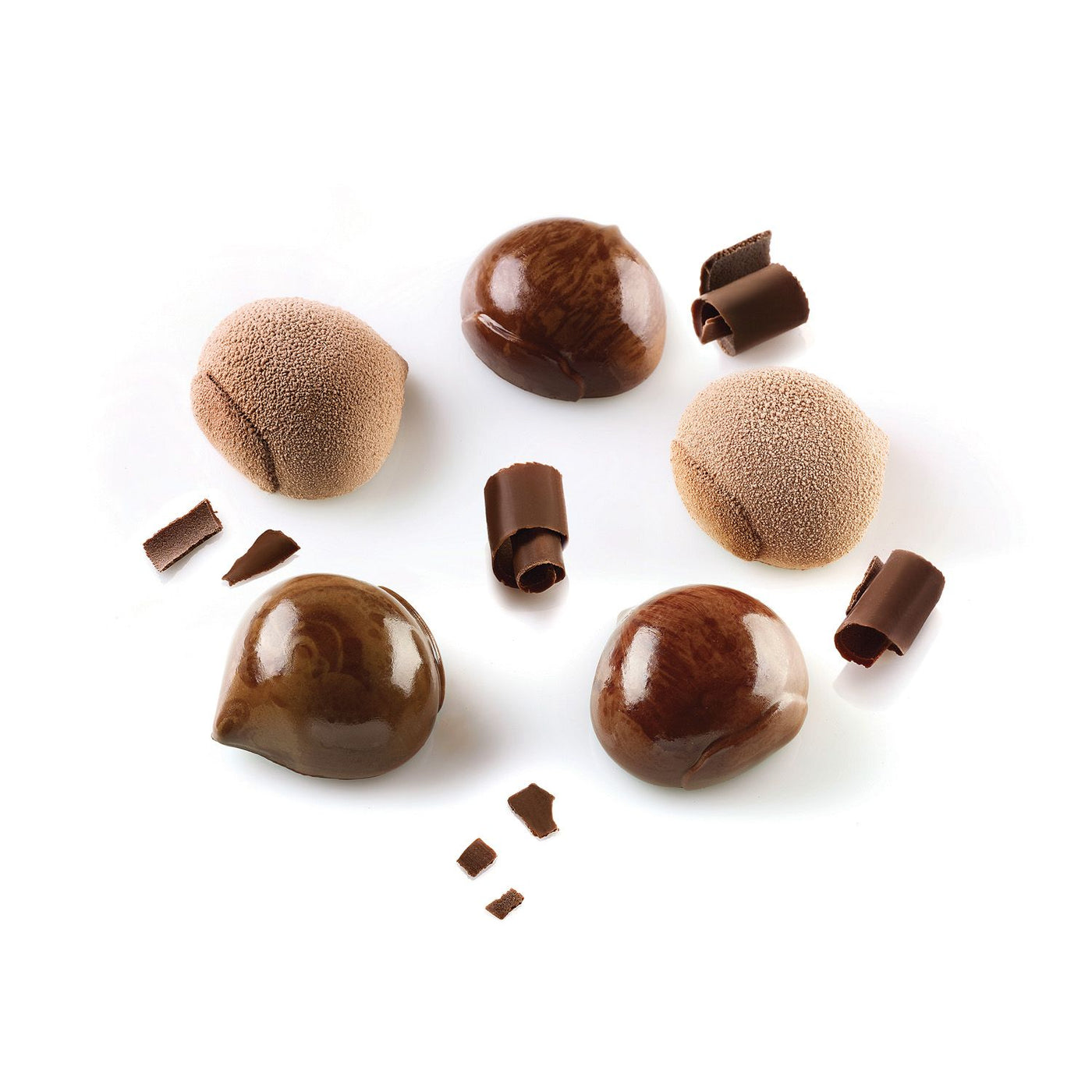 Créations chocolat marron avec le moule Silikomart