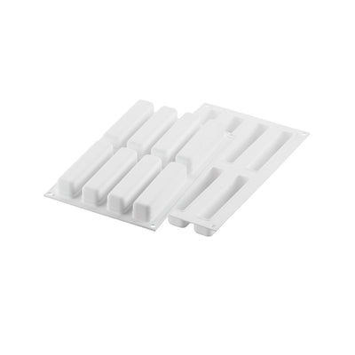 Moule en silicone Silikomart Stripe Éclair 95 ml – 8 cavités rectangulaires avec emporte-pièce