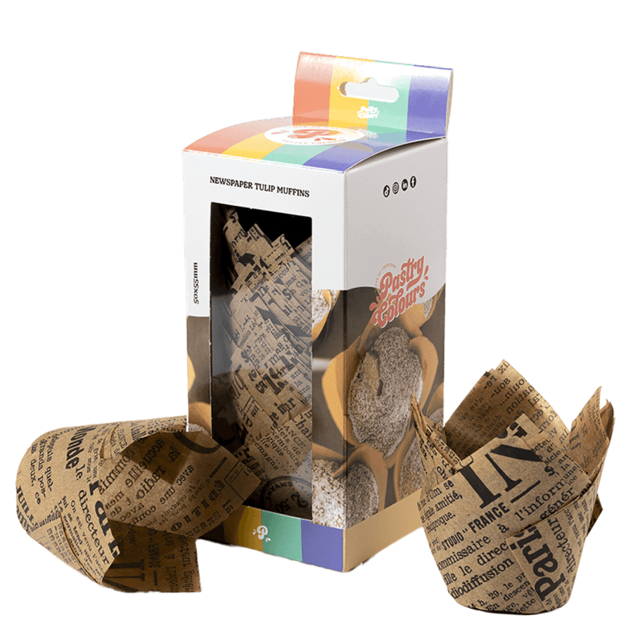 50 Caissettes à Muffins Papier Journal - PASTRY COLOURS