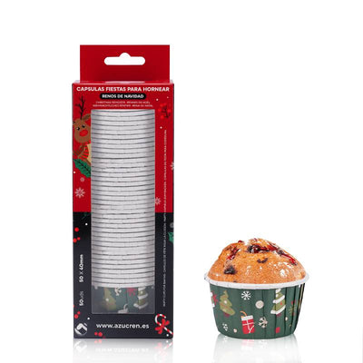 Capsules de cuisson Azucren motif Arbre de Noël – 50 pièces Ø50 x 40 mm