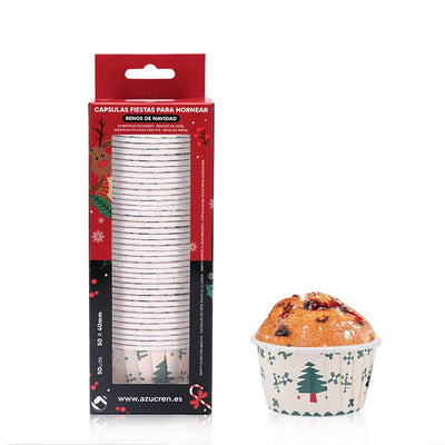 Capsules de cuisson Azucren motif Sapins de Noël – 50 pièces Ø50 x 40 mm