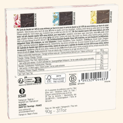 Darilni paket za pokušino – 18 črnih in mlečnih kock – 90 g