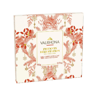 Coffret Dégustation Noël 2025 Valrhona – 18 Carrés de Chocolat Noir & Lait – 90 g