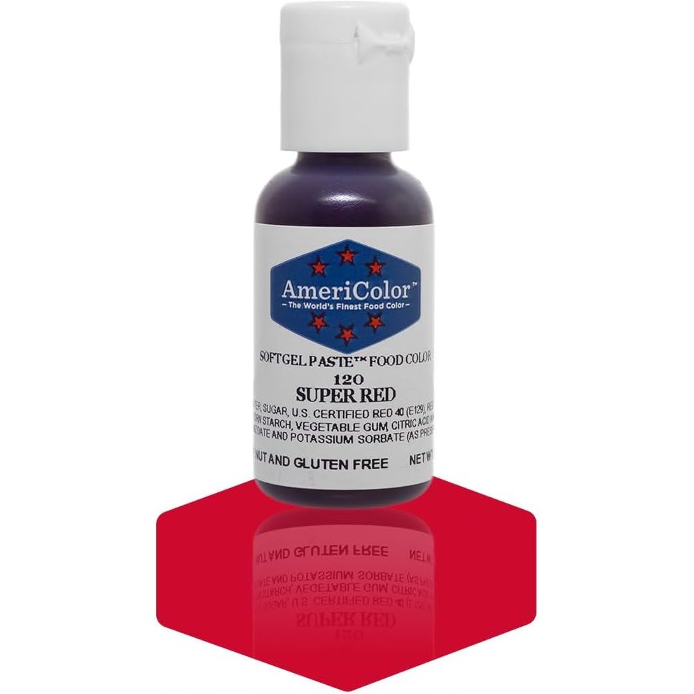 Flacon de colorant alimentaire AmeriColor Super Red en gel pour pâtisserie
