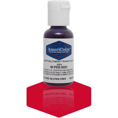 Flacon de colorant alimentaire AmeriColor Super Red en gel pour pâtisserie