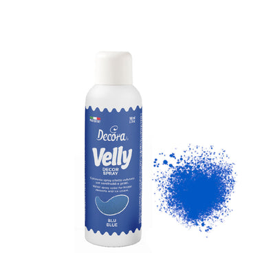 Decora Velly Decor Spray bleu 100 ml – colorant alimentaire effet velours pour entremets glacés et glaces
