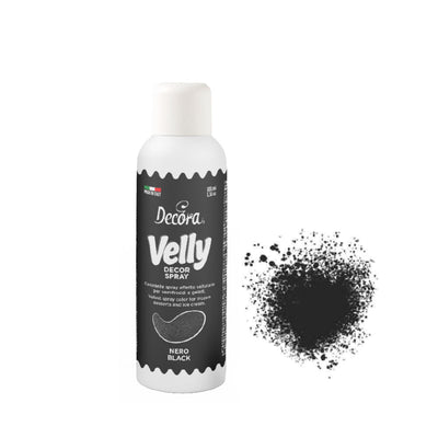 Decora Velly Decor Spray noir 100 ml – colorant alimentaire effet velours pour entremets glacés et glaces
