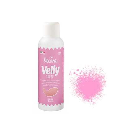 Decora Velly Decor Spray rose 100 ml – colorant alimentaire effet velours pour entremets glacés et glaces
