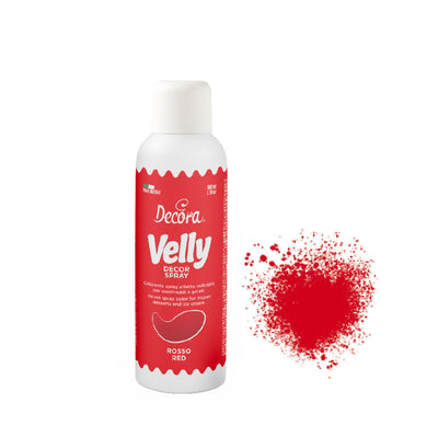 Decora Velly Decor Spray rouge 100 ml – colorant alimentaire effet velours pour entremets et glaces
