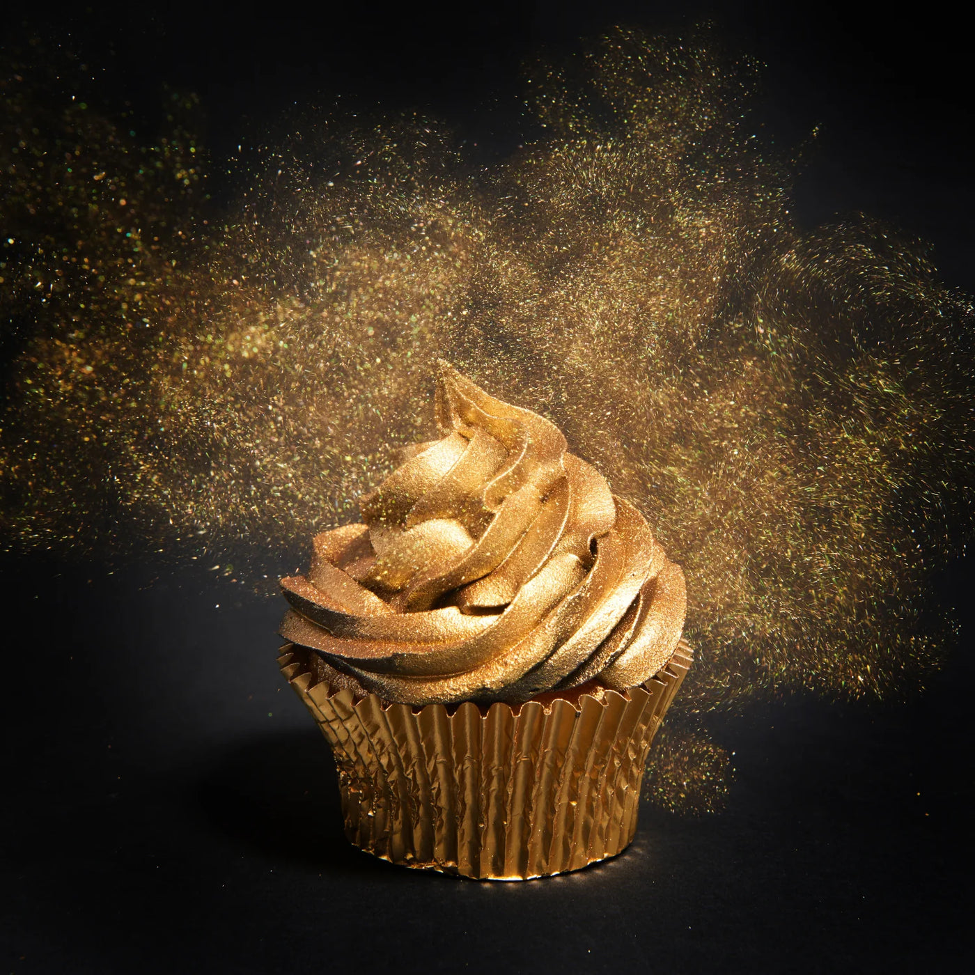 Cupcake doré scintillant avec Sparkle Dust Golden Belle