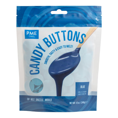 PME Candy Buttons bleues – pistoles à fondre au goût vanille – alternative au chocolat – sachet refermable 340 g