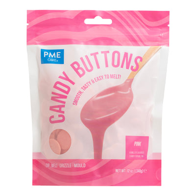 PME, Candy Buttons, Candy Melts, pistoles roses, alternative chocolat, couverture sucrée, décoration gâteau, cake pops, nappage rose, fondues pâtissières
