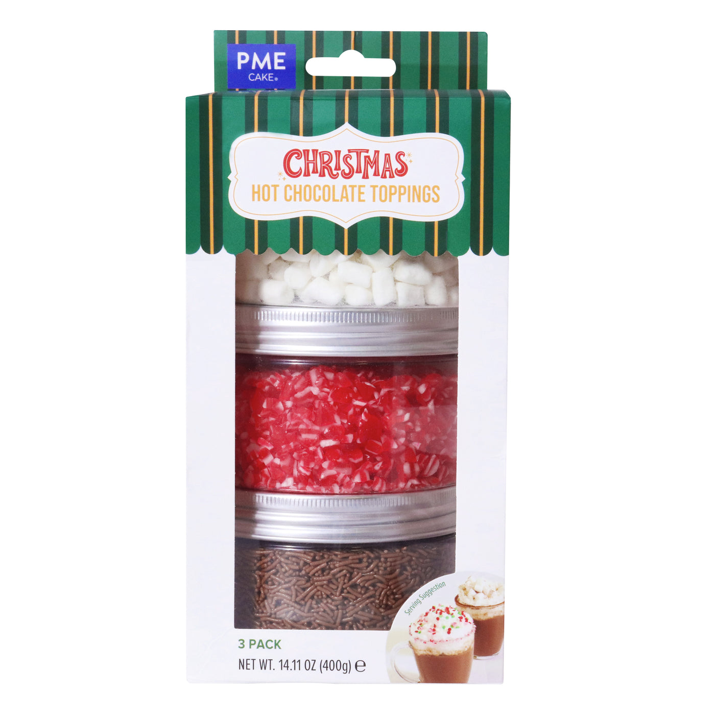 Conjunto de Natal/3 Coberturas para Chocolate Quente 400g