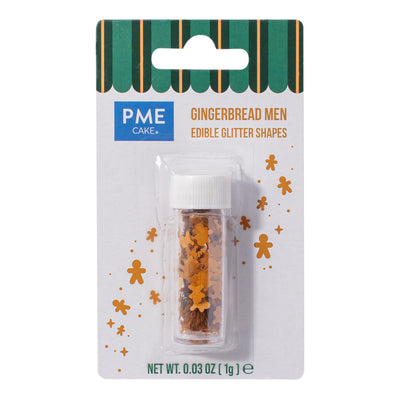 Paillettes comestibles PME en forme de bonshommes en pain d’épices dorés pour décorer cupcakes et desserts de Noël