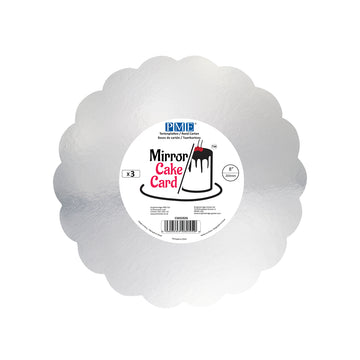 Lot de 30 - Cake Card Miroir Festonné Argent 20,3 cm (Set de 3)