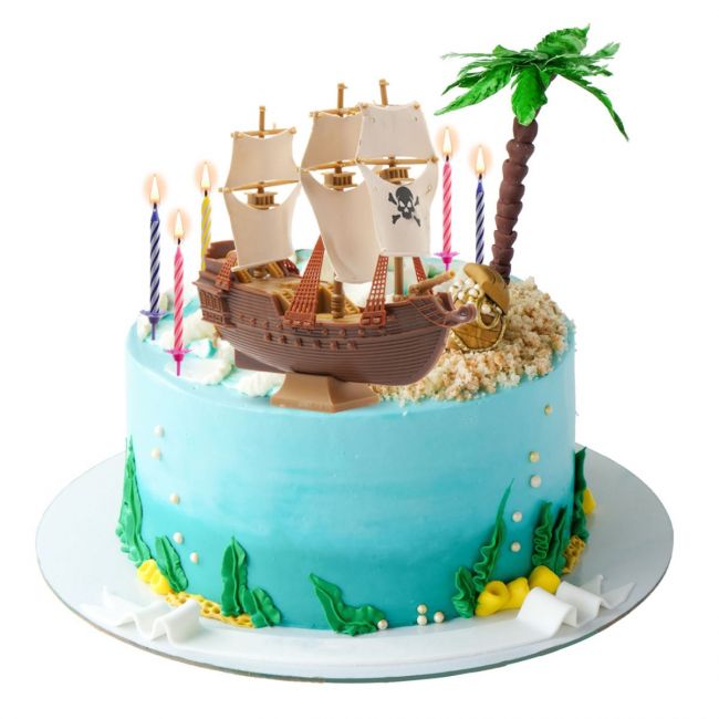 topper bateau pirate, décoration gâteau anniversaire pirate, bougies anniversaire enfant, kit gâteau pirate Dekora